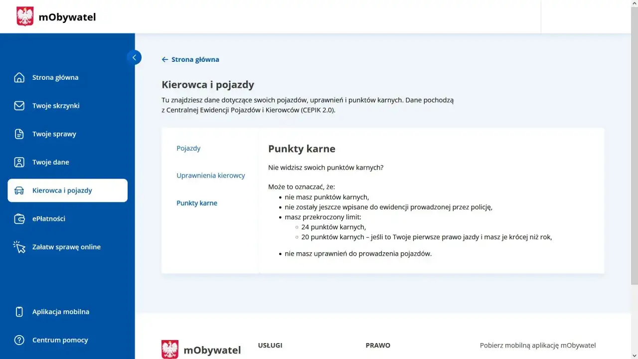 Masz 24 punkty karne, ale wciąż masz prawo jazdy? Sprawdź, co to może oznaczać w aplikacji mObywatel.